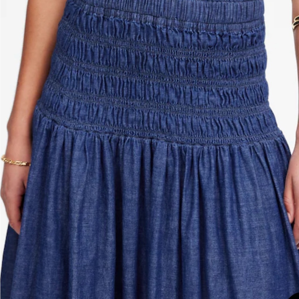 Madewell Smocked Denim Skirt, NWOT - Picture 2 of 5